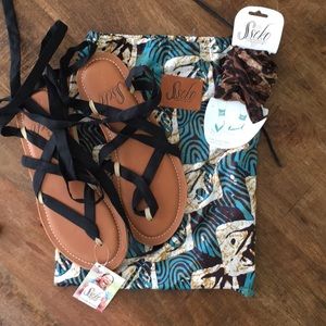 Sseko Camel leather ribbon Sandals